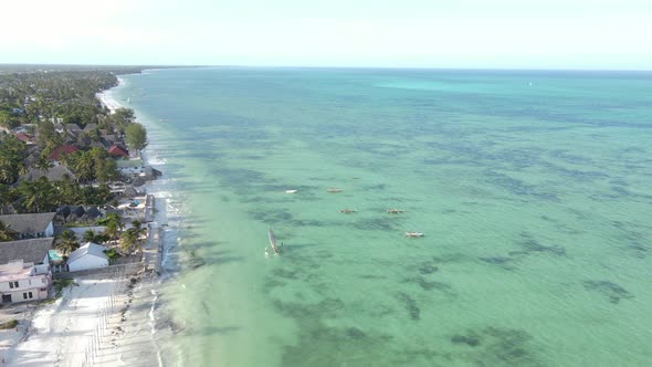 Zanzibar Tanzania  Aerial View of the Ocean Near the Shore of the Island Slow Motion