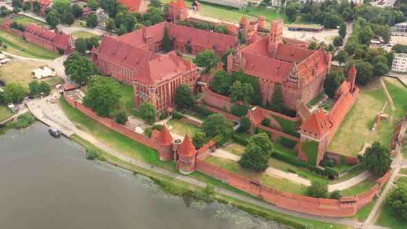 Malbork on the Nogat river the largest medieval brick castle from the bird's eye view