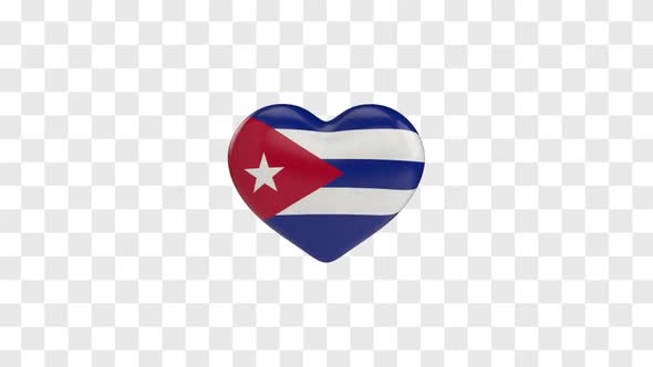 Cuba Flag on a Rotating 3D Heart