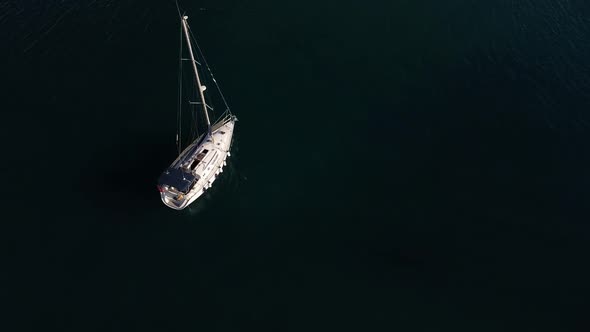 Aerial View of the Yacht in the Sea Port