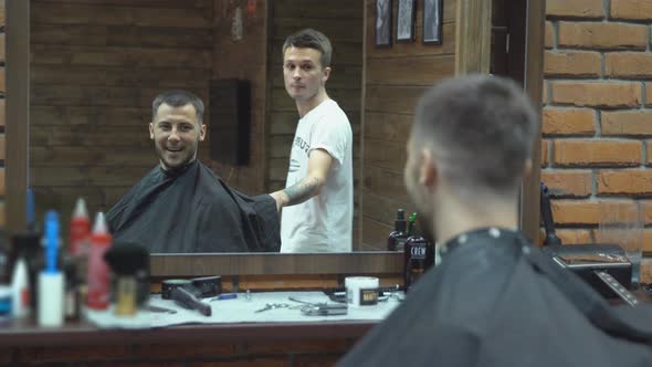 Young Handsome Man in Barbershop