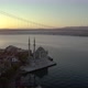 Ortakoy Mosque and Istanbul Bosphorus Bridge Aerial Video - VideoHive Item for Sale