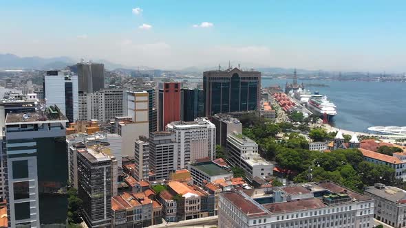 Architecture, Guanabara Bay, Rio De Janeiro, Brazil (Aerial View, Panorama, Drone Footage)