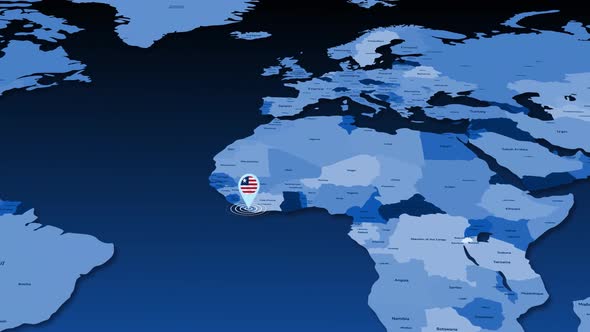 Liberia Location Tracking Animation On Earth Map