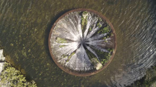 Aerial drone view of Covao dos Conchos in Serra da Estrela, Portugal