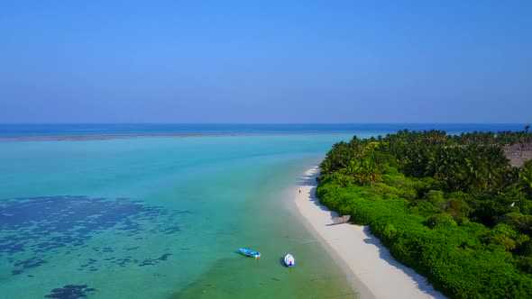 Aerial view sky of coast beach journey by blue water and sand background