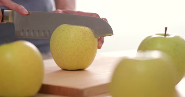 cutting an apple