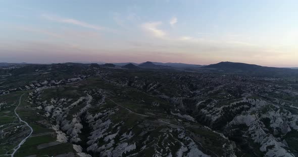 Cappadocia Hills And Towers Sunset Aerial View 3