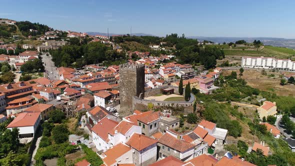 Medieval Castle in Lamego. City Center. Portugal 4k