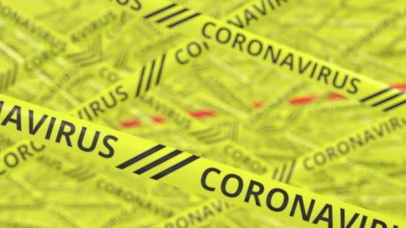 Warning Tapes with CORONAVIRUS and COVID19 Text alt