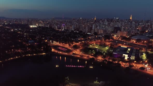 Night scape downtown Sao Paulo Brazil. Night city landscape of downtown district