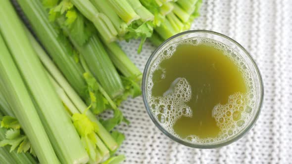Green Celery Juice In A Glass For Body Detox