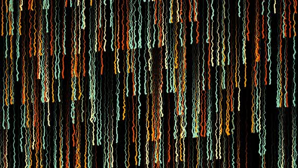 Abstract digital paint lines motion on black background, seamless loop