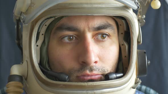 Portrat Of A Brunette Skin Astronaut