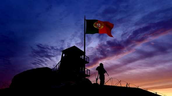 Portuguese Soldier On The Border At Night At The Border