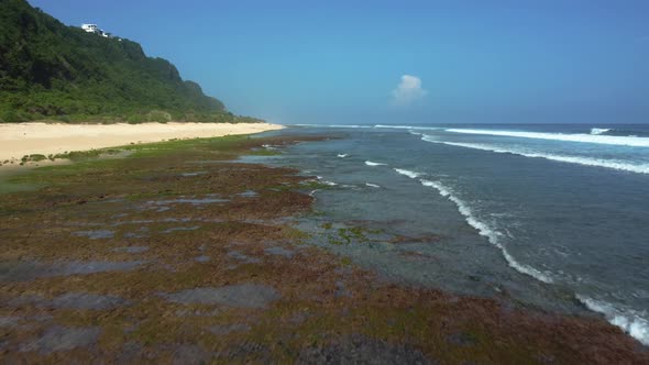 Nunggalan Beach Low Aerial Drone Flight