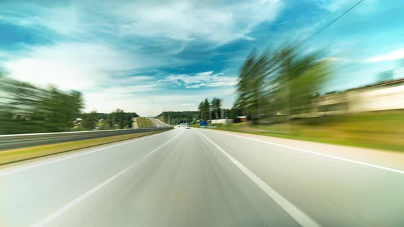 High Speed On The Open Road Fast Car Hyperlapse Car Driving on Country Road Hyperlapse