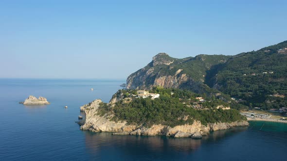 Aerial View Of Paleokastritsa Monastery