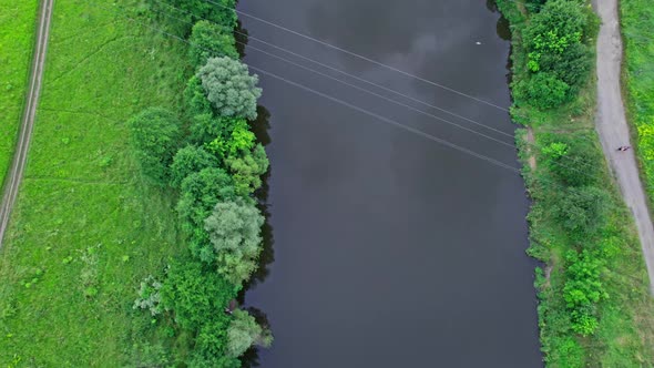 Aerial View of Green Forest and River