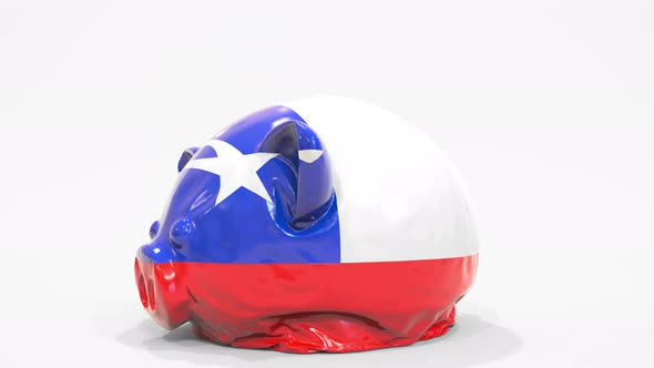 Deflating Piggy Bank with Printed Flag of Chile