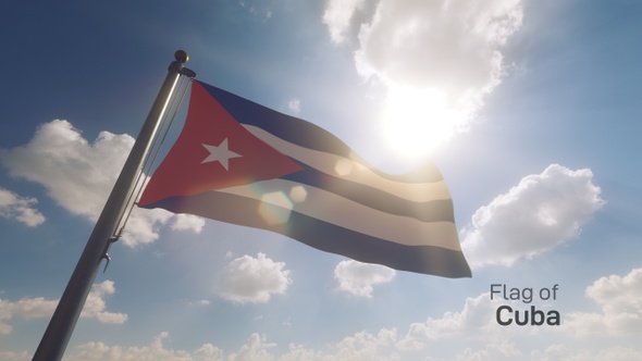 Cuba Flag on a Flagpole V2