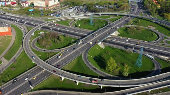 Freeway Intersection Traffic Trails in Moscow