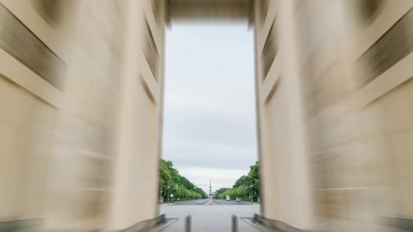 Hyperlapse Time Lapse Sequence of the Brandenburg Gate of Berlin in Early Morning Sun Light