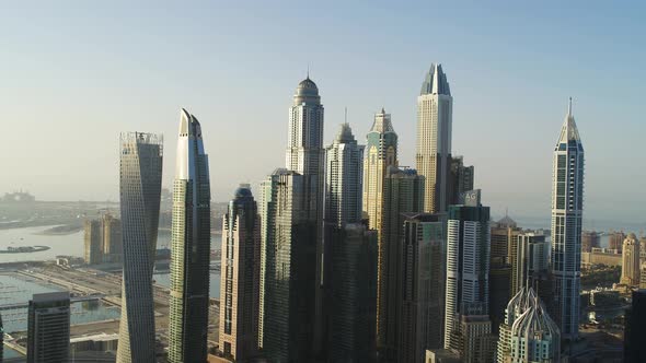 Aerial view of Dubai financial district, United Arab Emirates.
