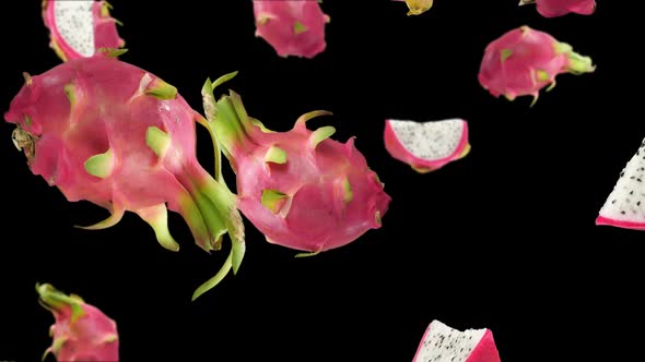 Falling Dragon Fruit With Alpha Channel