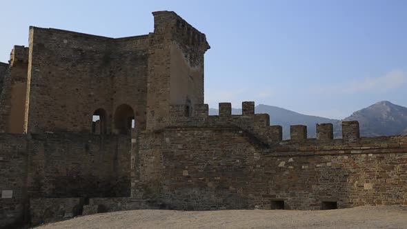 Courtyard of Ancient Genoese Fortress in Sudak Town