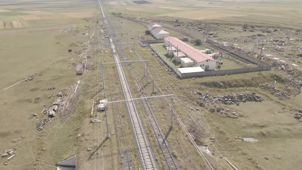 Aerial view of Traction substation of Ninotsminda railway station