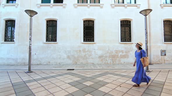 Young girl walking in Split, Croatia