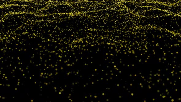 Video Animation Abstract Waves From Tiny Particles Moving on the Dark Background