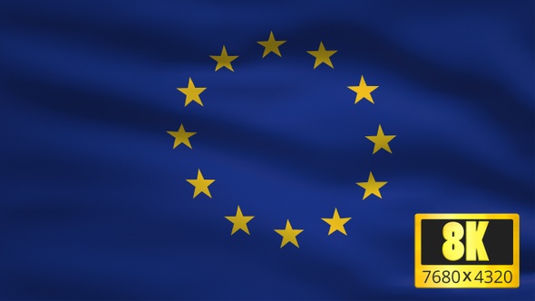 8K European Union Windy Flag Background