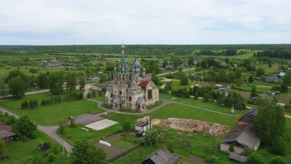 Russian Revival Style  Church in Village of Kukoboy, Russia