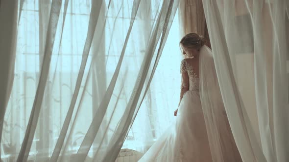 Happy Bride Is Spinning at the Window.