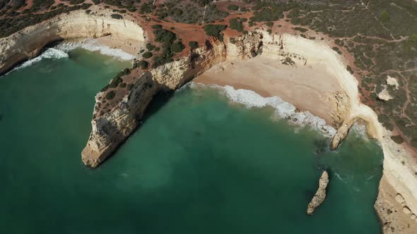 Aerial view of cliffs and beach Praia do Pontal and Praia da Morena