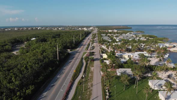 Florida Keys, Islamorada, aerial flight over Overseas Highway from Key West to Miami