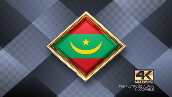 Mauritania Flag Rotating Badge 4K Looping with Transparent Background