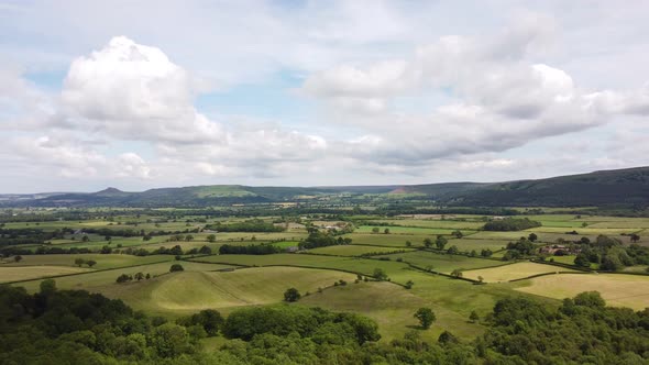 Aerial Drone Hyperlapse Over Patchwork Fields in the Yorkshire Moors