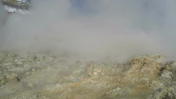 Smoking Fumaroles, Active Sulphur Vents in Active Volcano