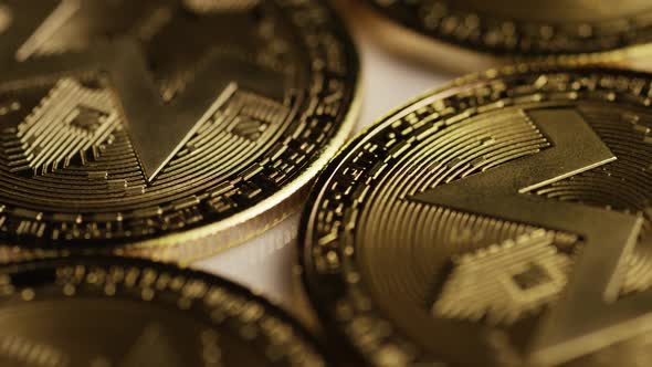 Rotating shot of Bitcoins 