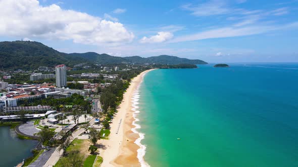 view of the city from the sea from the sea Phuket Thailand