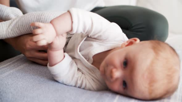 Mom Training Cute Baby Daughter