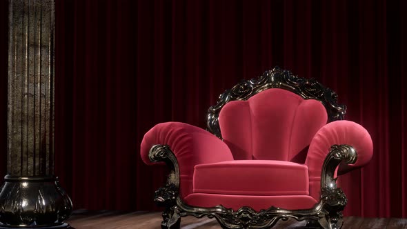 Luxurious Theater Curtain Stage with Chair alt