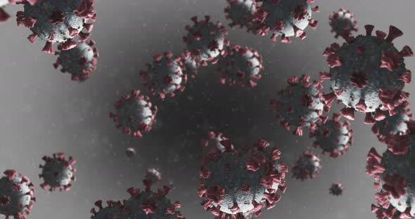 Animation of macro Coronavirus Covid-19 cells floating in a vein. 4k alt