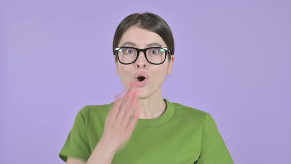 Ambitious Young Woman Get Surprised on Pink Background