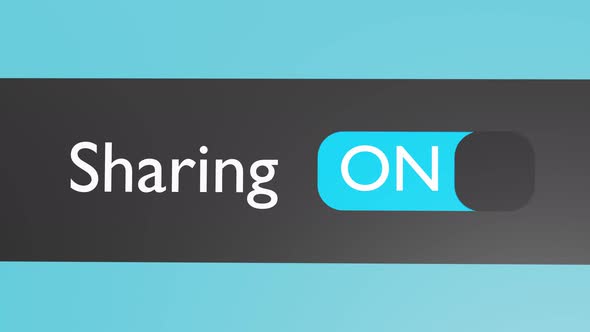 Turn on Sharing button, slider. Mobile interface of cloud sharing.