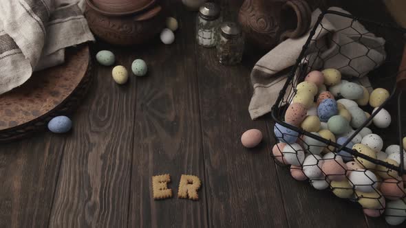 Man put word Easter on table