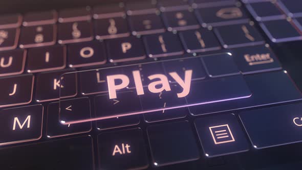 Futuristic Computer Keyboard and Transparent Play Key alt